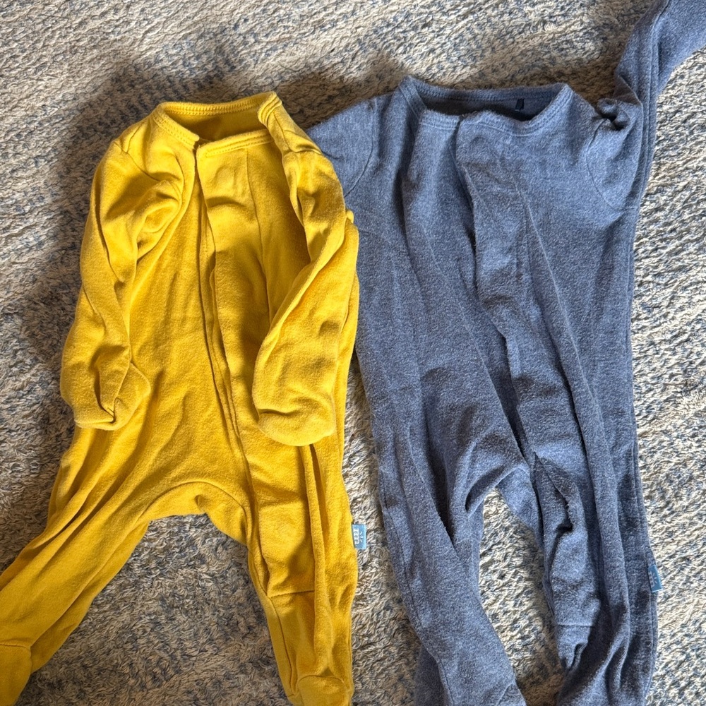 Magnetic Me Footed One-Piece Pajamas in Yellow and Gray - Picture 3 of 3